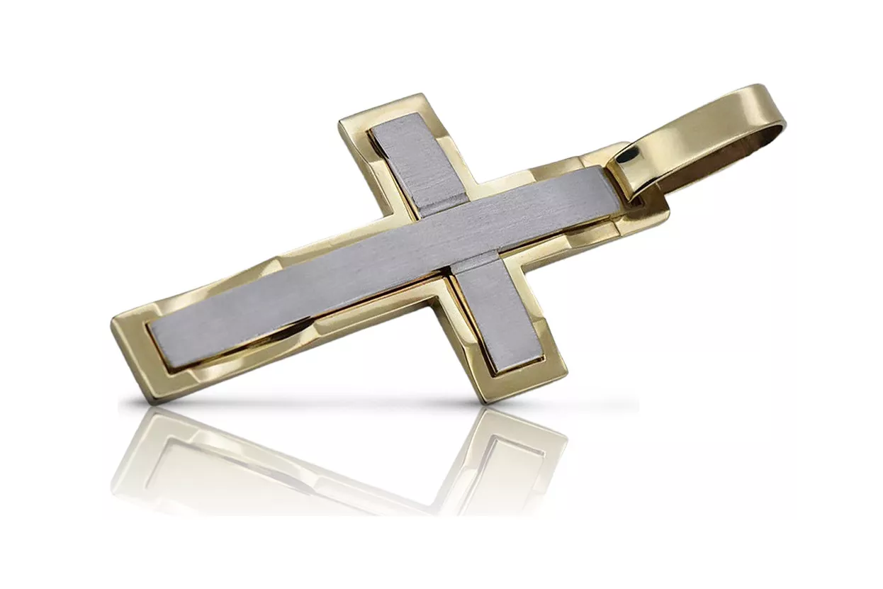 Золотой католический крест russiangold.com ★ Золото 585 333 Низкая цена
