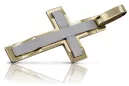 Krzyżyk Katolicki z żółto białego 14k złota 585 zawieszka ctc022yw-35g