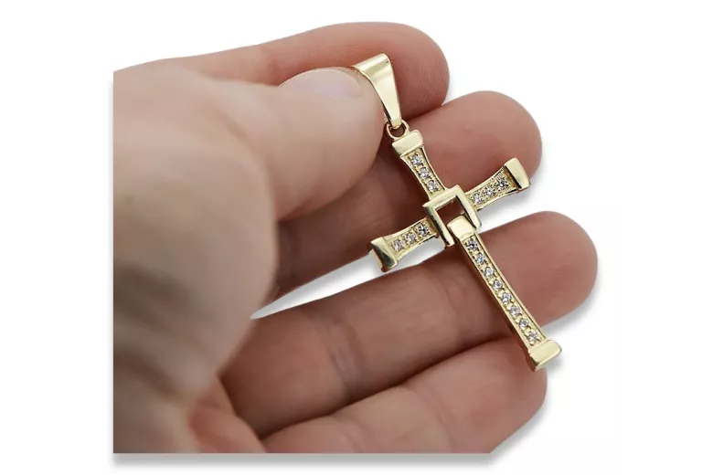 Goldenes katholisches Kreuz ★ russiangold.com ★ Gold 585 333 Niedriger Preis