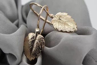 Rožinės spalvos aukso ausinės 14k 585 SSRS Vintage ven148