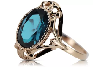 Аквамарин Оригінальне вінтажне рожеве золото 14 карат Каблучка Вінтаж vrc128r