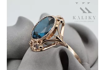 Oro rosa antiguo original de 14k Aguamarina Anillo Estilo vintage vrc128r