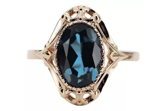 Styl Vintage Pierścionek Akwamaryn Oryginalny wyrób Vintage 14k z różowego złota vrc128r