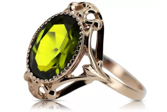 Inel de bijuterii vintage Peridot Original Vintage 14K Rose Gold vrc128r