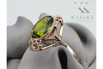 Vintage joyería anillo peridot Original Vintage 14K Rose Gold vrc128r