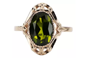 Bague de bijoux vintage péridot originale vintage en or rose 14 carats vrc128r