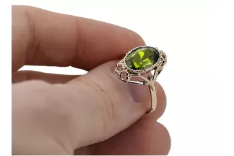 Bague de bijoux vintage péridot originale vintage en or rose 14 carats vrc128r