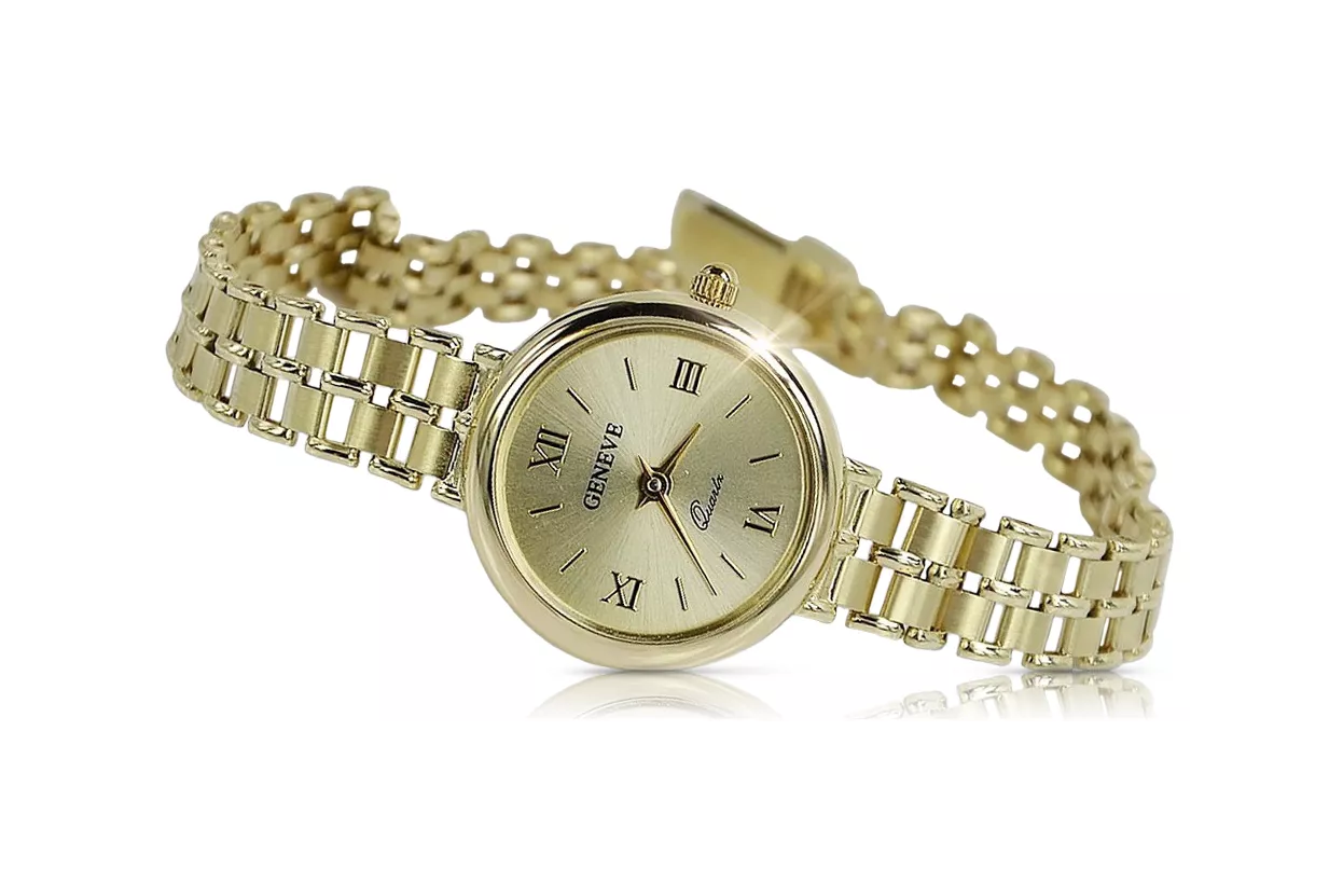 Italienische gelbe 14k goldene Damenuhr Geneve lw028y