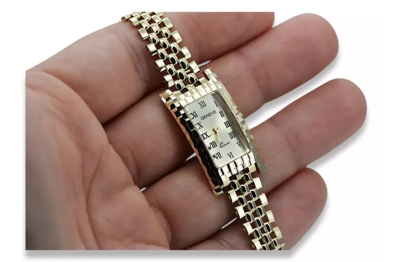 Prześliczny 14K 585 złoty damski zegarek Geneve lw050y