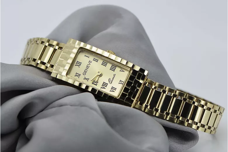 Prześliczny 14K 585 złoty damski zegarek Geneve lw103y