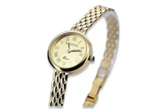 Krásné 14K zlaté ženské žánev hodinky se zlatým číselníkem lw048dydy
