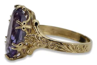 Žltá 18K zlata Alexandrite Ring VRC084Z Ruský sovietsky vintage Art Deco štýl