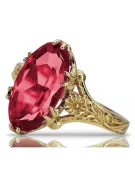 18K Yellow Gold Ruby Ring Vintage Polish Jewelry