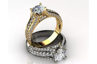 Pierścionek zaręczynowy z różowego żółtego białego złota 14k 18k 9k z diamentami brylantami cgcrc002