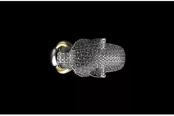 Panther žiedas iš rožinio geltono balto aukso 14k 18k 9k su deimantu ir briliantais cgcrc005