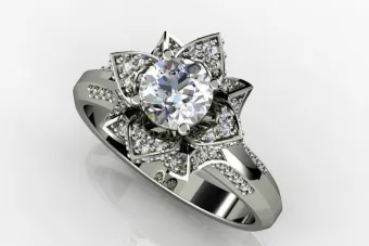White 14k gold engagement diamond princes flower rose ring cgcrc015w