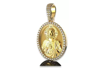 Yellow  white rose 9k 14k 18k gold,  silver beautiful Jezus diamond pendant cgpj001