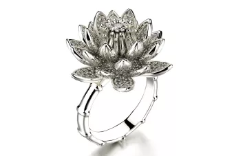 Pierścionek lilia karmazycja z różowego żółtego białego złota 14k 18k 9k z diamentem brylantami cgcrc018