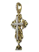 Zawieszka krzyżyk prawosławny z różowego żółtego białego złota z kamieniami brylantami cgoc001
