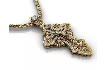 Jaune rose orthodoxe croix pendentif avec pierres diamants cgoc002