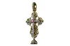 Yellow white rose gold orthodox cross pendant with stones diamonds cgoc003