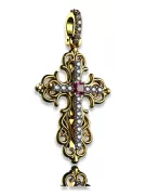 Zawieszka krzyżyk prawosławny z różowego żółtego białego złota z kamieniami brylantami cgoc003