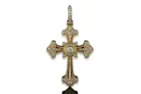 Zawieszka krzyżyk prawosławny z różowego żółtego białego złota z kamieniami brylantami cgoc004