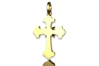 Ortodoksų kryžiaus langelis iš rausvos, geltonos ir baltos auksos su deimantais