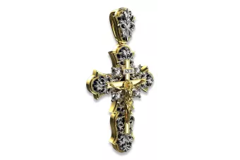 Gelbe weiße Rose Gold orthodox Kreuz Anhänger mit Steinen Diamanten cgoc005