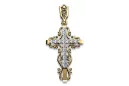 Zawieszka krzyżyk prawosławny z różowego żółtego białego złota z kamieniami brylantami cgoc006