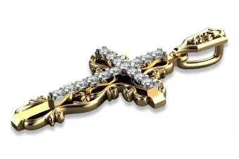 Prívesok ortodoxného kríža z ružového žltého bieleho zlata s kameňmi Brilliant CGOC006