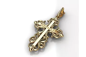 Prívesok ortodoxného kríža z ružového žltého bieleho zlata s CGOC007 kameňmi