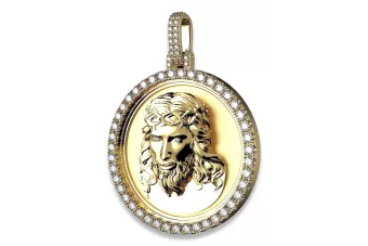 قلادة يسوع في قلادة أيقونة من الذهب الأصفر عيار 14 قيراط cgpj004y