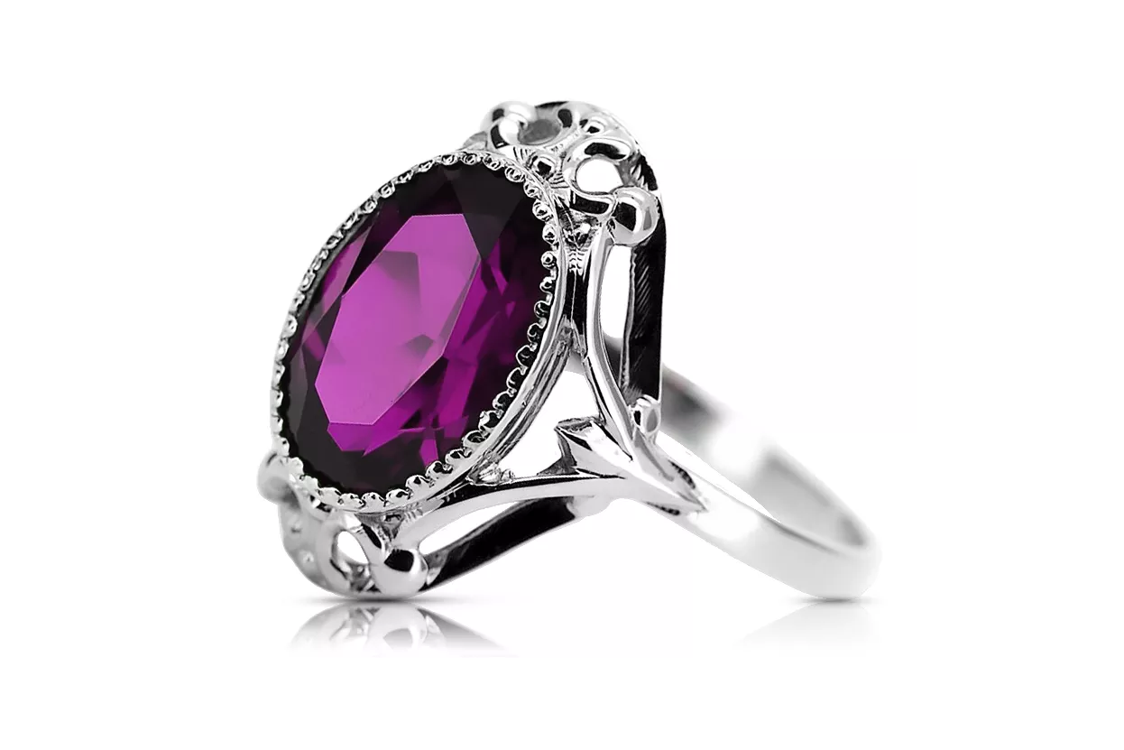 Ring Amethyst Sterling silver 925 Vintage craft vrc128s