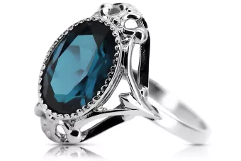 Ring Aquamarine Sterling silver 925 Vintage style vrc128s