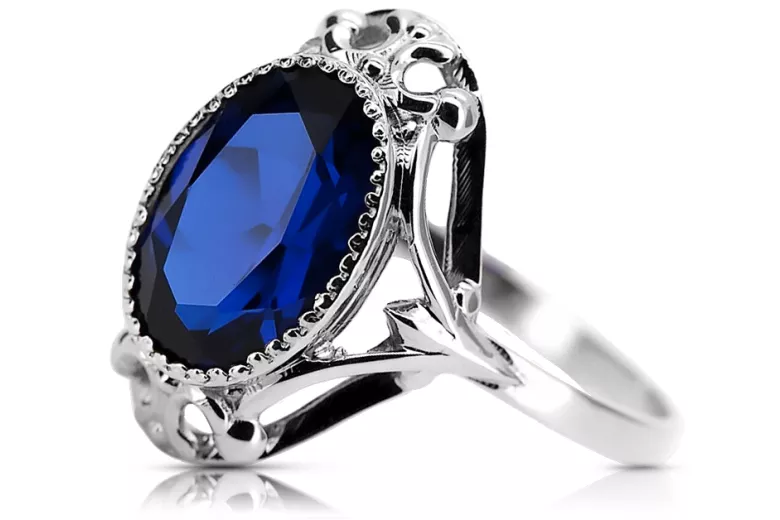 Ring Vintage Jewlery Sapphire Sterling silver 925 vrc128s