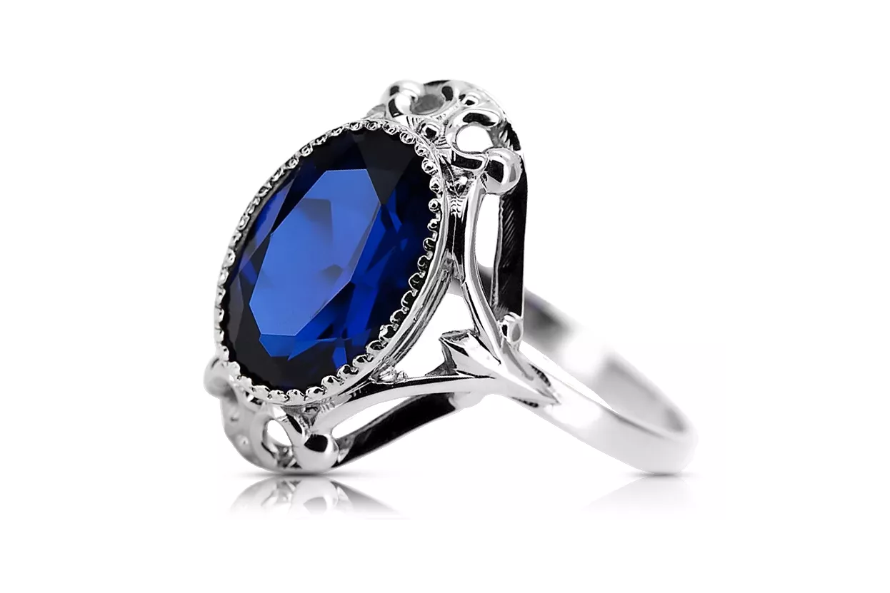 Ring Vintage Jewlery Sapphire Sterling silver 925 vrc128s