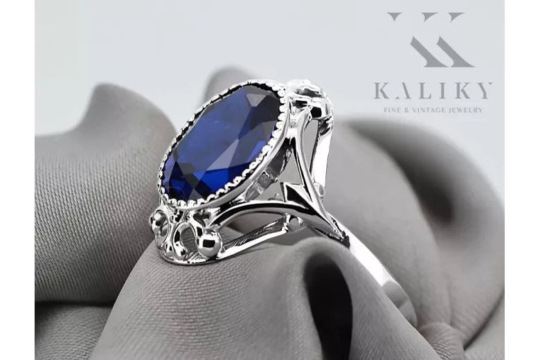 Ring Vintage Jewlery Sapphire Sterling silver 925 vrc128s