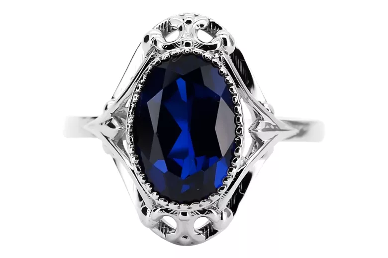 Ring Vintage Jewlery Sapphire Sterling silver 925 vrc128s