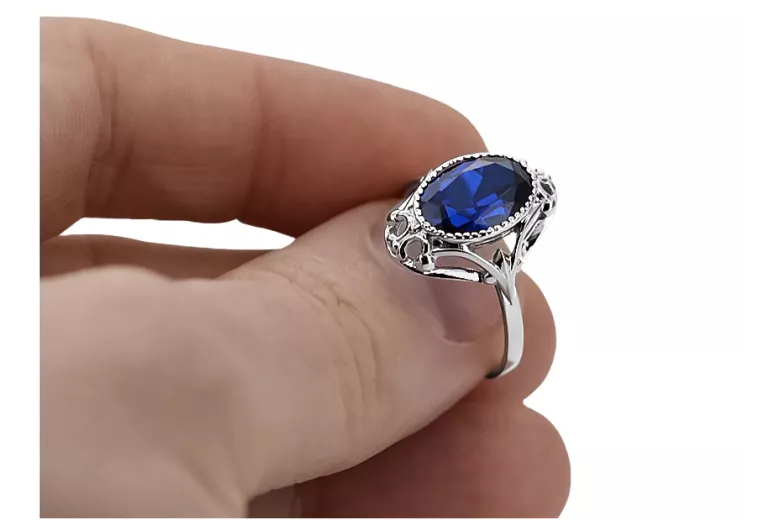 Ring Vintage Jewlery Sapphire Sterling silver 925 vrc128s