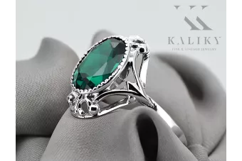 925 sidabrinis smaragdinis žiedas klasikinis vintage vrc128s