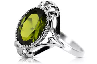 Ring Vintage craft Yellow Peridot Sterling silver 925 vrc128s
