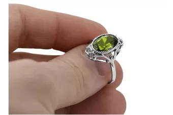 Ring Vintage craft Yellow Peridot Sterling silver 925 vrc128s