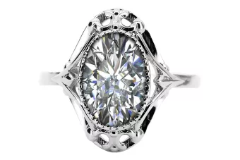 Ring Vintage style Zircon Sterling silver 925 vrc128s