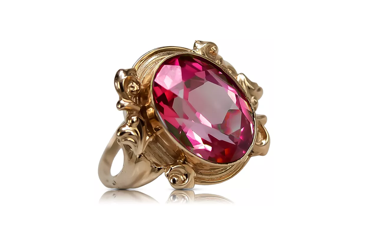 Rubinrot Originales Vintage-Roségold aus 14 Karat Ring Vintage vrc100r