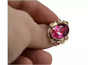 Artesanía vintage Anillo Rubí Oro rosa antiguo original de 14k vrc100r