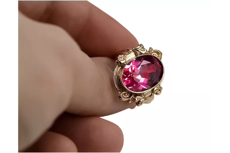 Or rose 14 carats vintage d'origine Rubis Anneau Bijoux vintage vrc100r