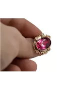 Artesanía vintage Anillo Rubí Oro rosa antiguo original de 14k vrc100r