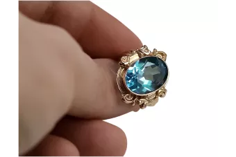 Akvamarinas Originalus 14k rožinio aukso Vintage žiedas Vintage stilius vrc100r