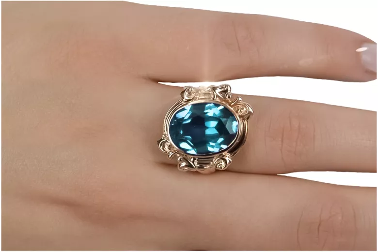 Original Vintage 14K Rose Gold Aquamarine Ring Vintage style vrc100r